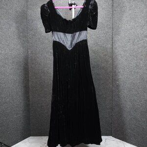 Mid to Early Century Black Velvet Gown with a Satin Empire Bust